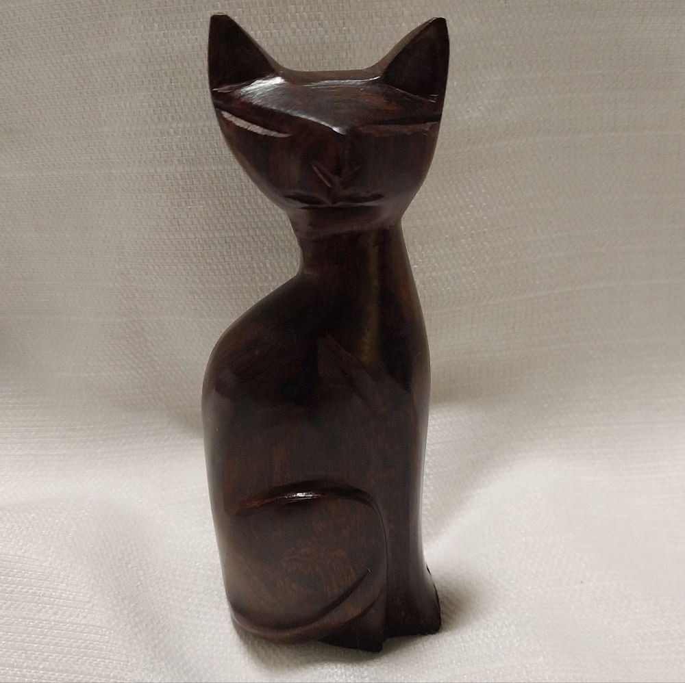 Vintage Ironwood Handcarved Cat Figurine